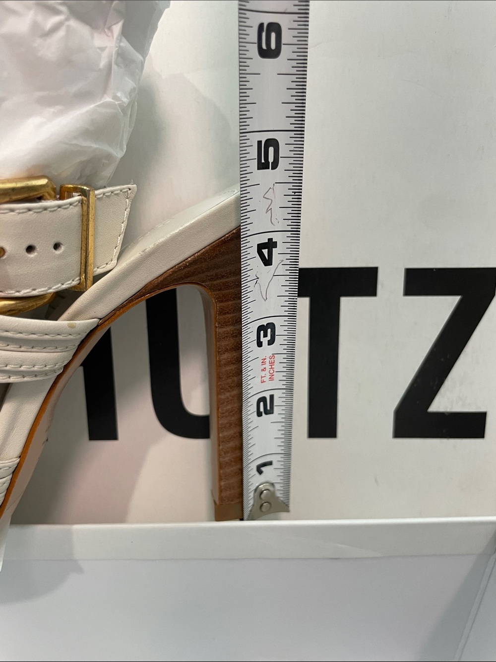 SCHUTZ Ivory Leather Strappy High Heel Sandals with Buckle - Picture 2 of 9